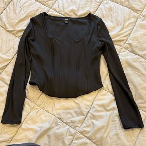 Express Black Long Sleeve Women's Corset Top - Body Contour